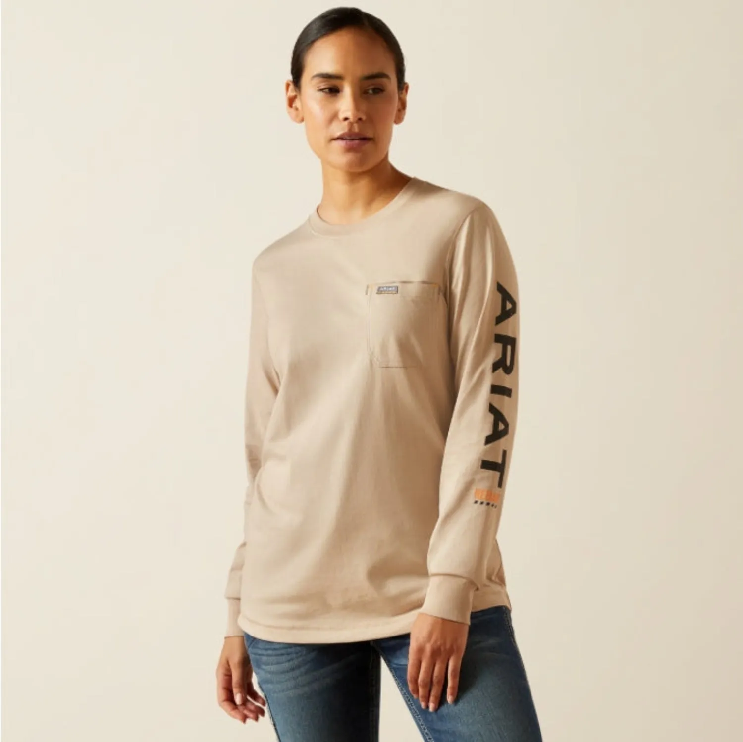Ariat Women's Rebar Workman Logo Pocket Long Sleeve T-Shirt sold by Work World