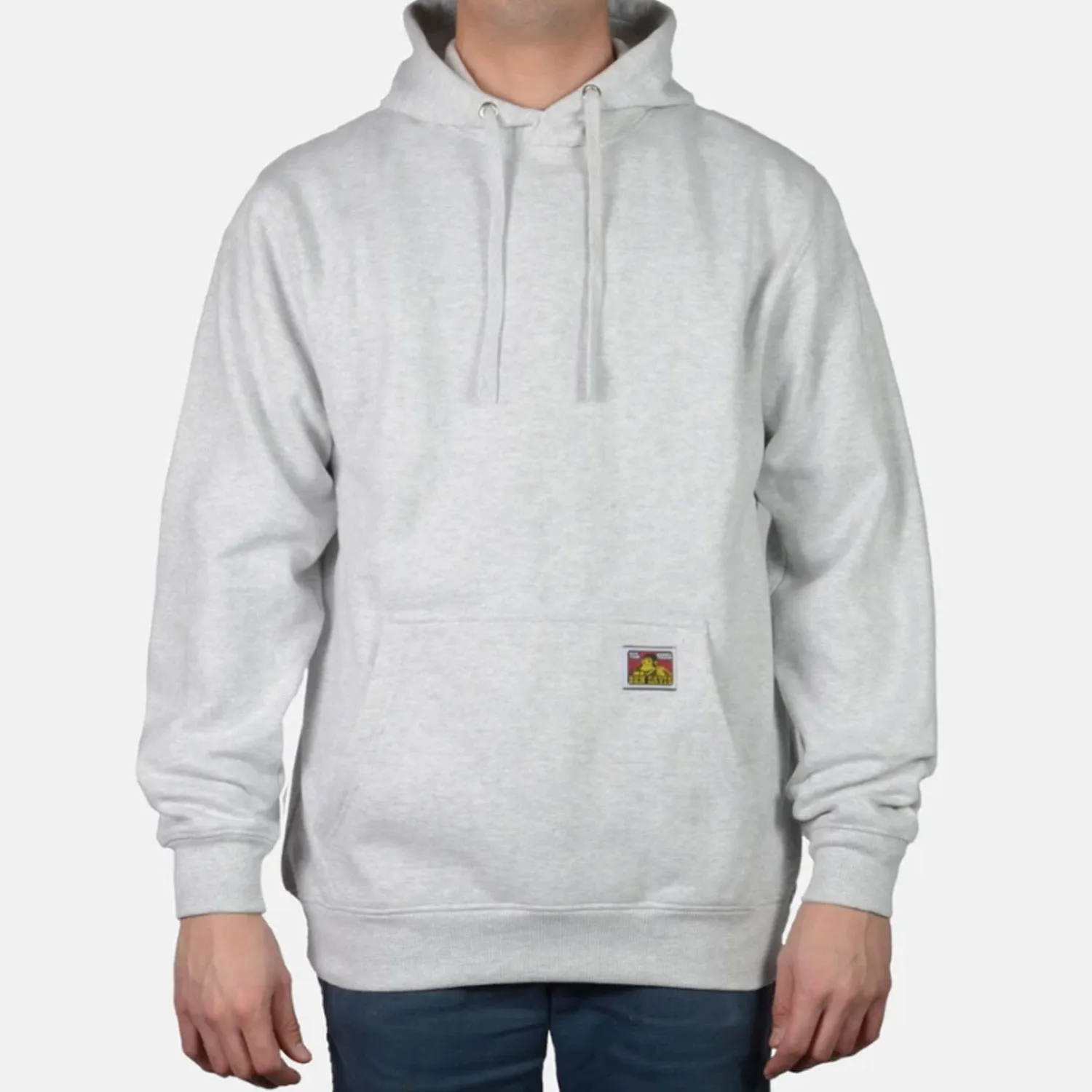 Ben Davis Men's Heavyweight Logo Patch Hooded Sweatshirt_Ash Grey sold by Work World