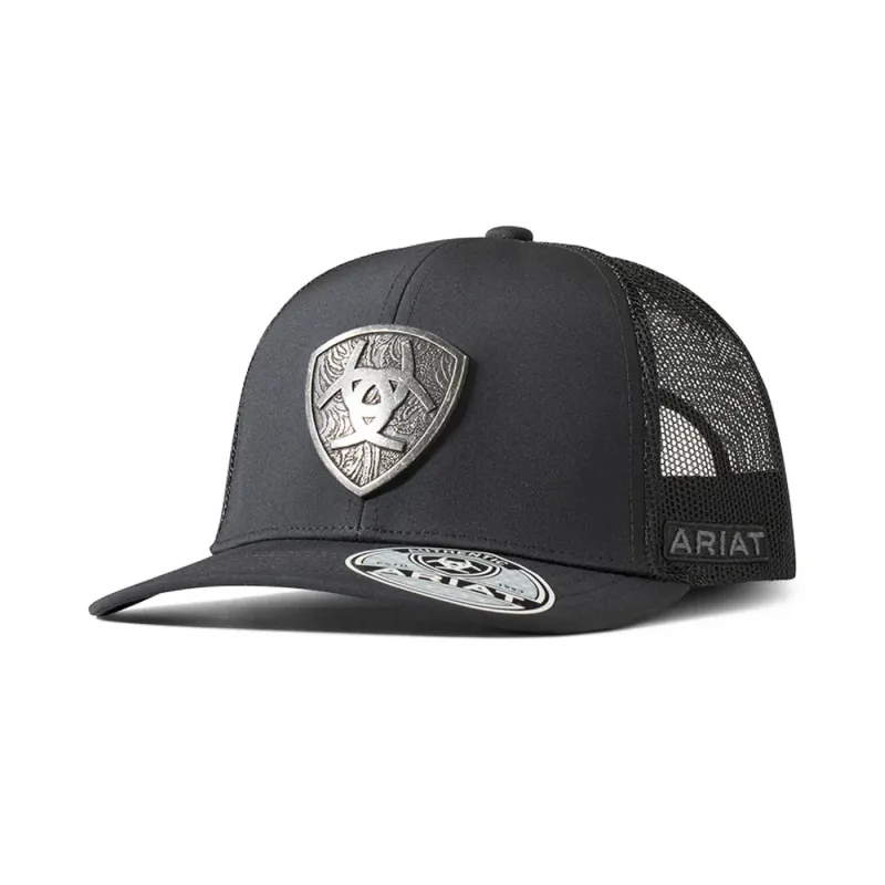 Ariat Engraved Metal Shield Mesh Snap Curved made by Ariat