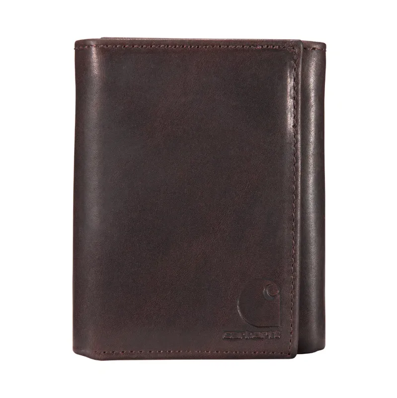 Carhartt Oil Tan Leather Trifold Wallet made by Carhartt