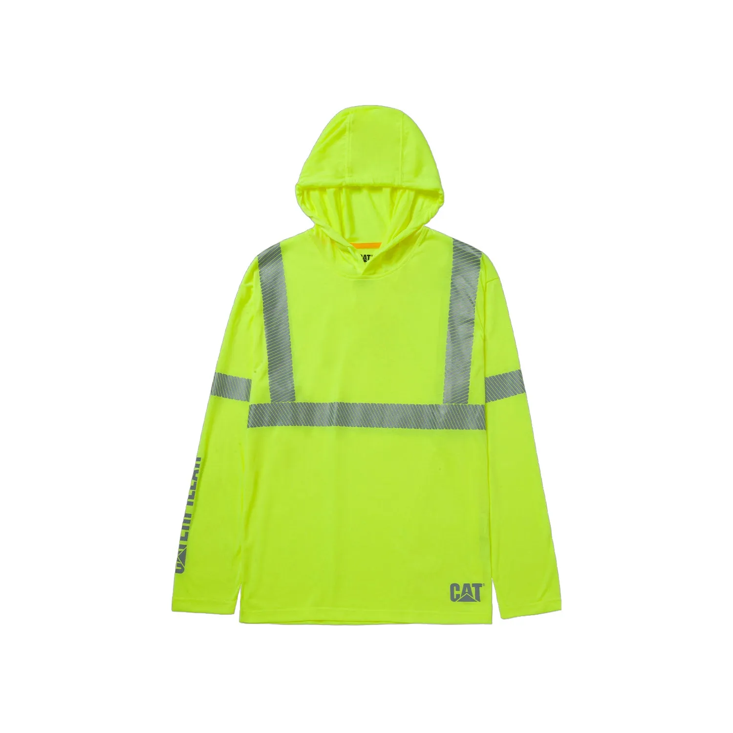CAT Men's ANSI Hi-Vis UPF Hooded Long Sleeve T-Shirt sold by Work World