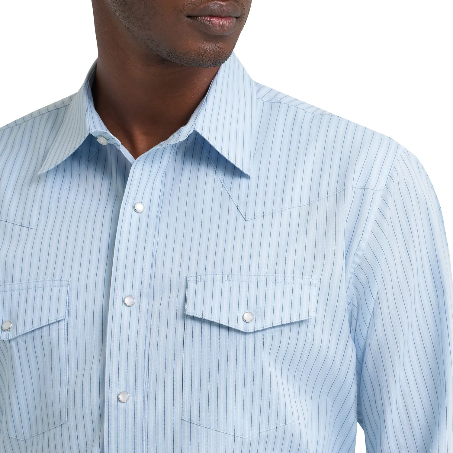 Wrangler Men's Long Sleeve Western Stripe Pearl Snap Shirt sold by Work World product image thumbnail 3