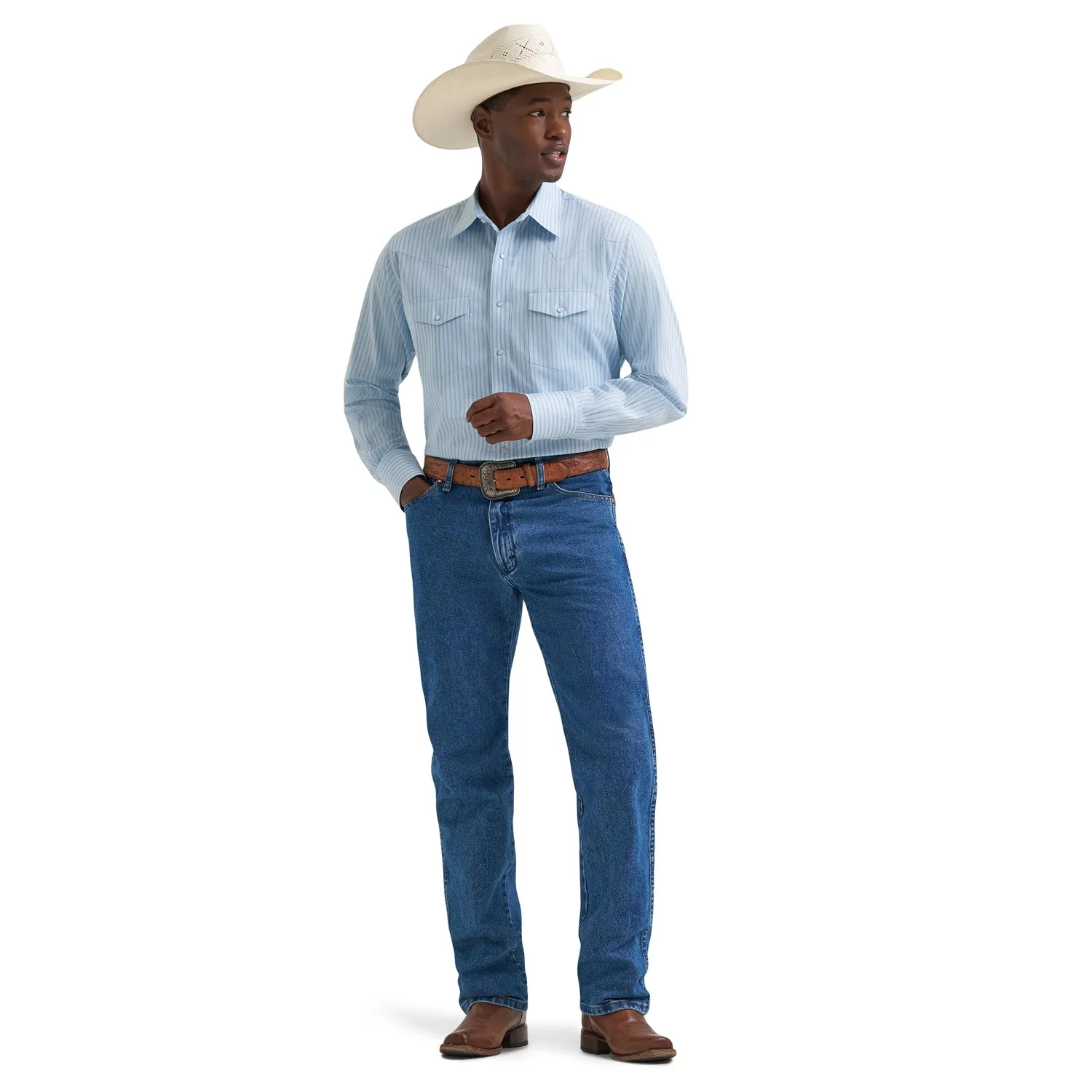 Wrangler Men's Long Sleeve Western Stripe Pearl Snap Shirt sold by Work World product image thumbnail 4