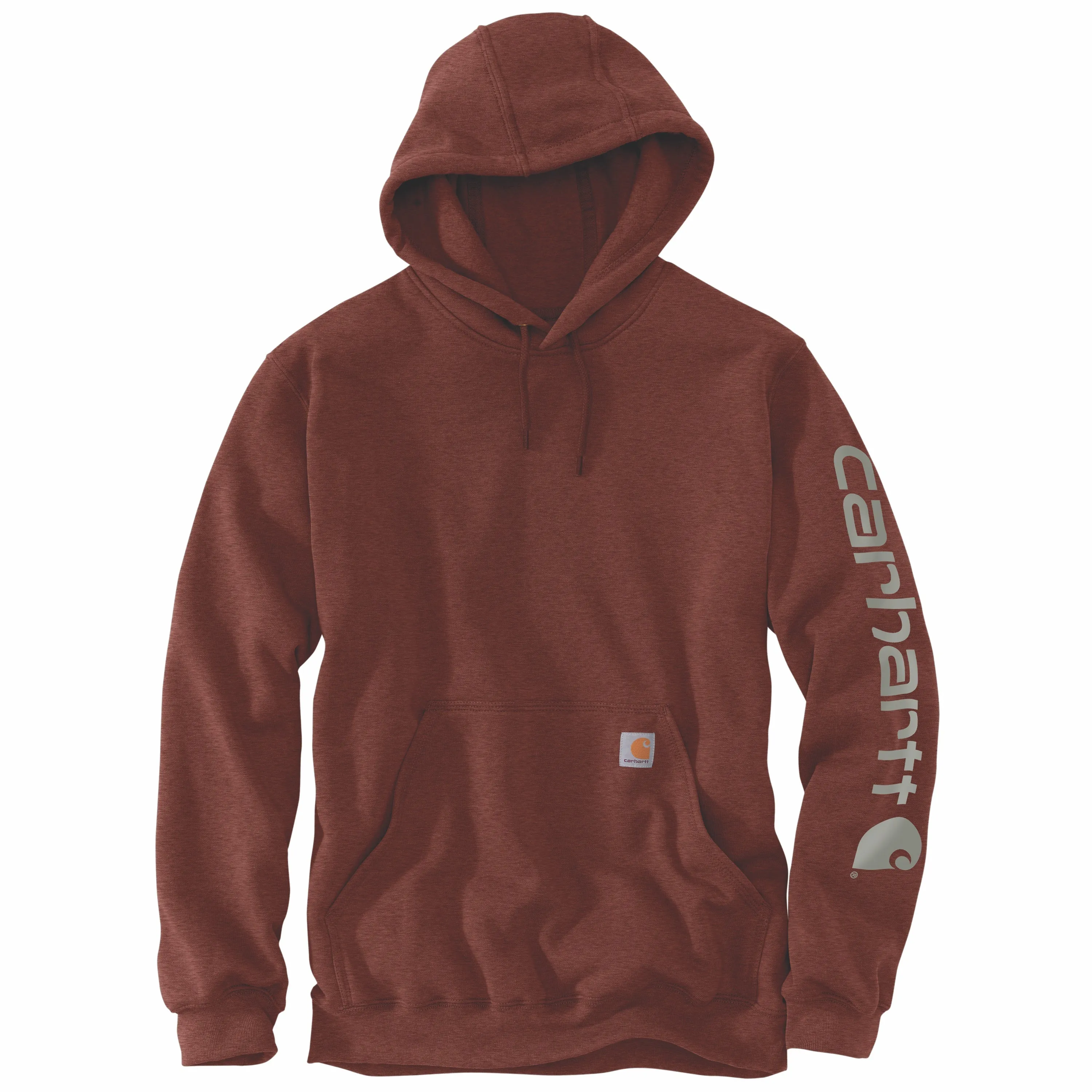 Carhartt Men's Signature Logo Hooded Pullover Sweatshirt_Iron Ore Heather sold by Work World