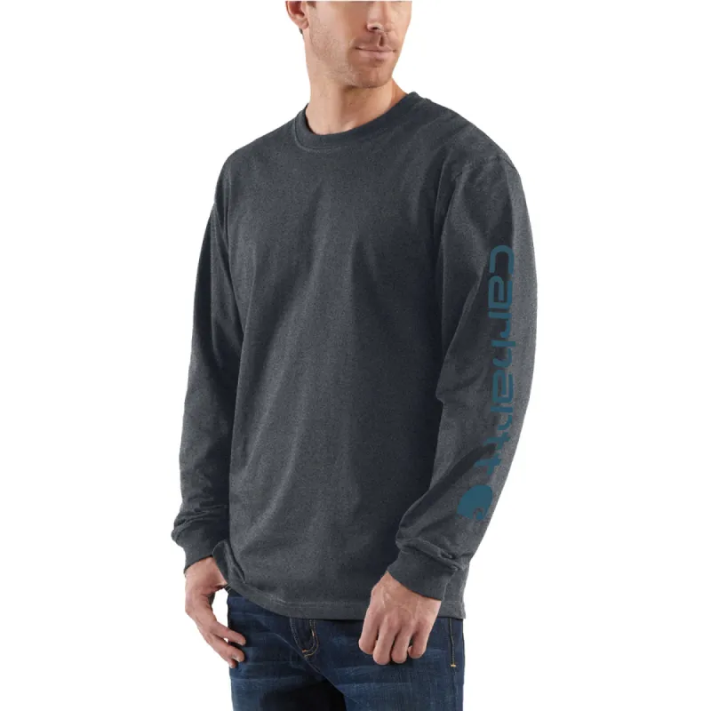 Carhartt Men's Signature Logo Long Sleeve T-Shirt_Granite sold by Work World