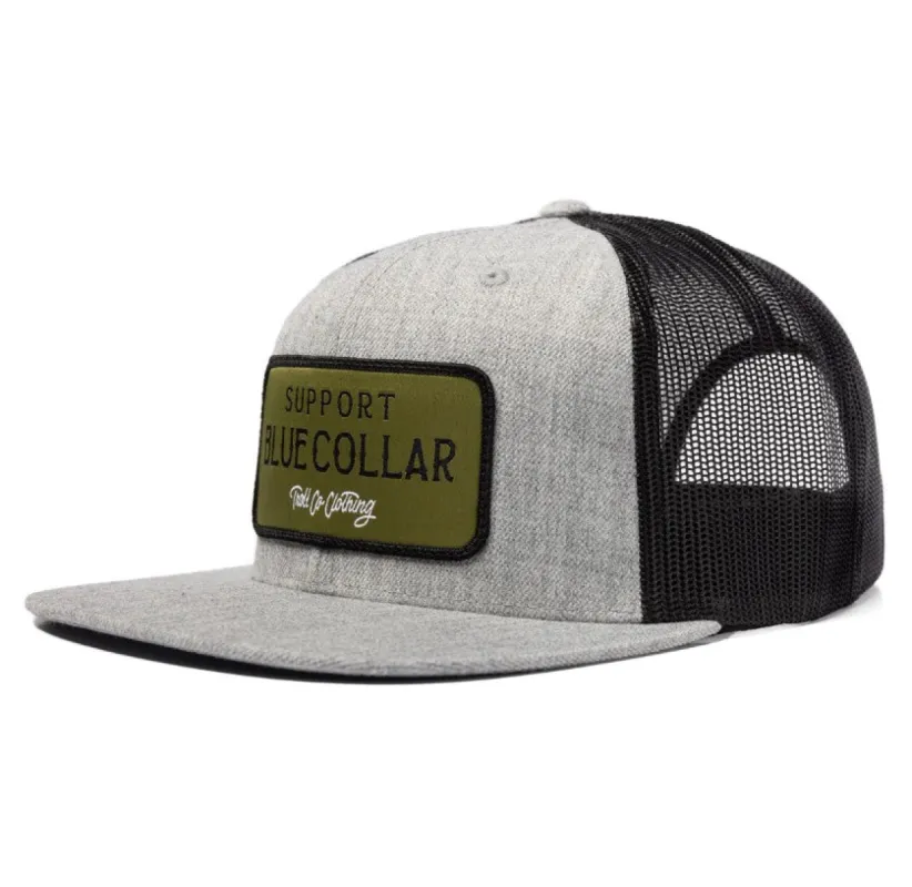 Troll Co. Men's Barricade "Support Blue Collar" Patch Mesh Snapback Hat sold by Work World