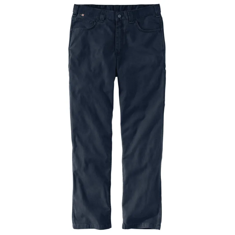 Carhartt Men's Flame Resistant Rugged Flex® Relaxed Fit Canvas 5-Pocket Pant_Navy sold by Work World