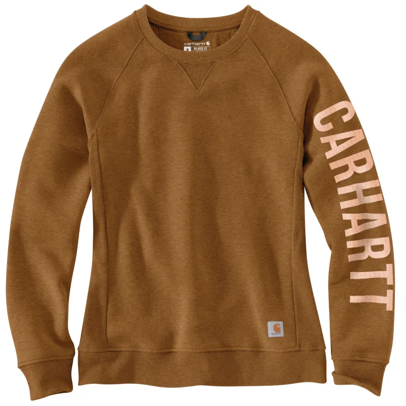 Carhartt Women's Crewneck Graphic Sweatshirt_Oiled Walnut Heather sold by Work World