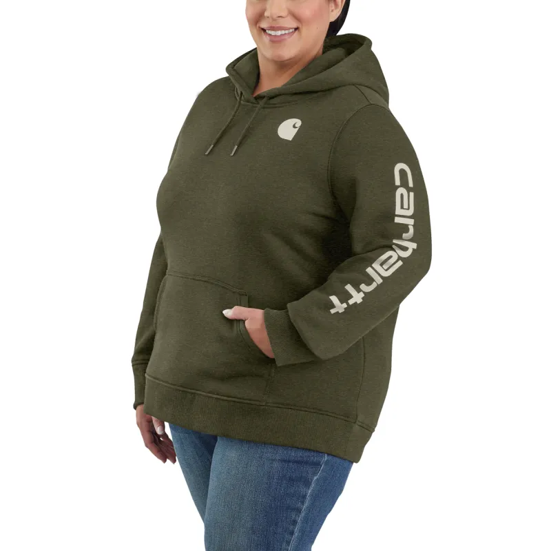 Carhartt Women's Clarksburg Graphic Sleeve Hoodie_Basil Heather sold by Work World