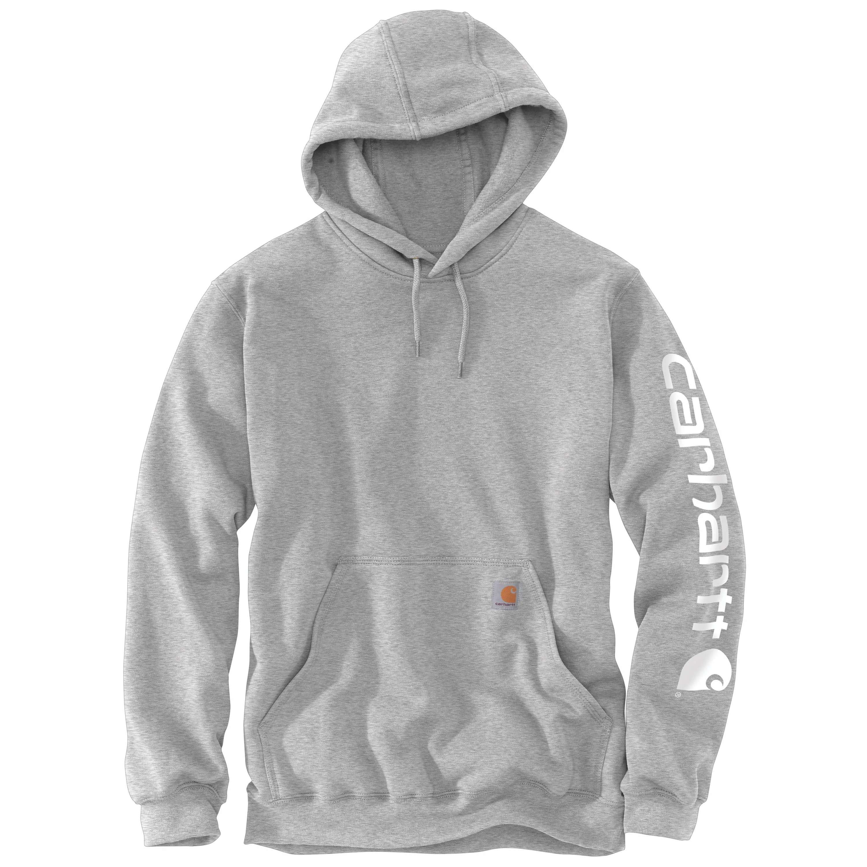 Carhartt Men's Signature Logo Hooded Pullover Sweatshirt_Heather Grey sold by Work World