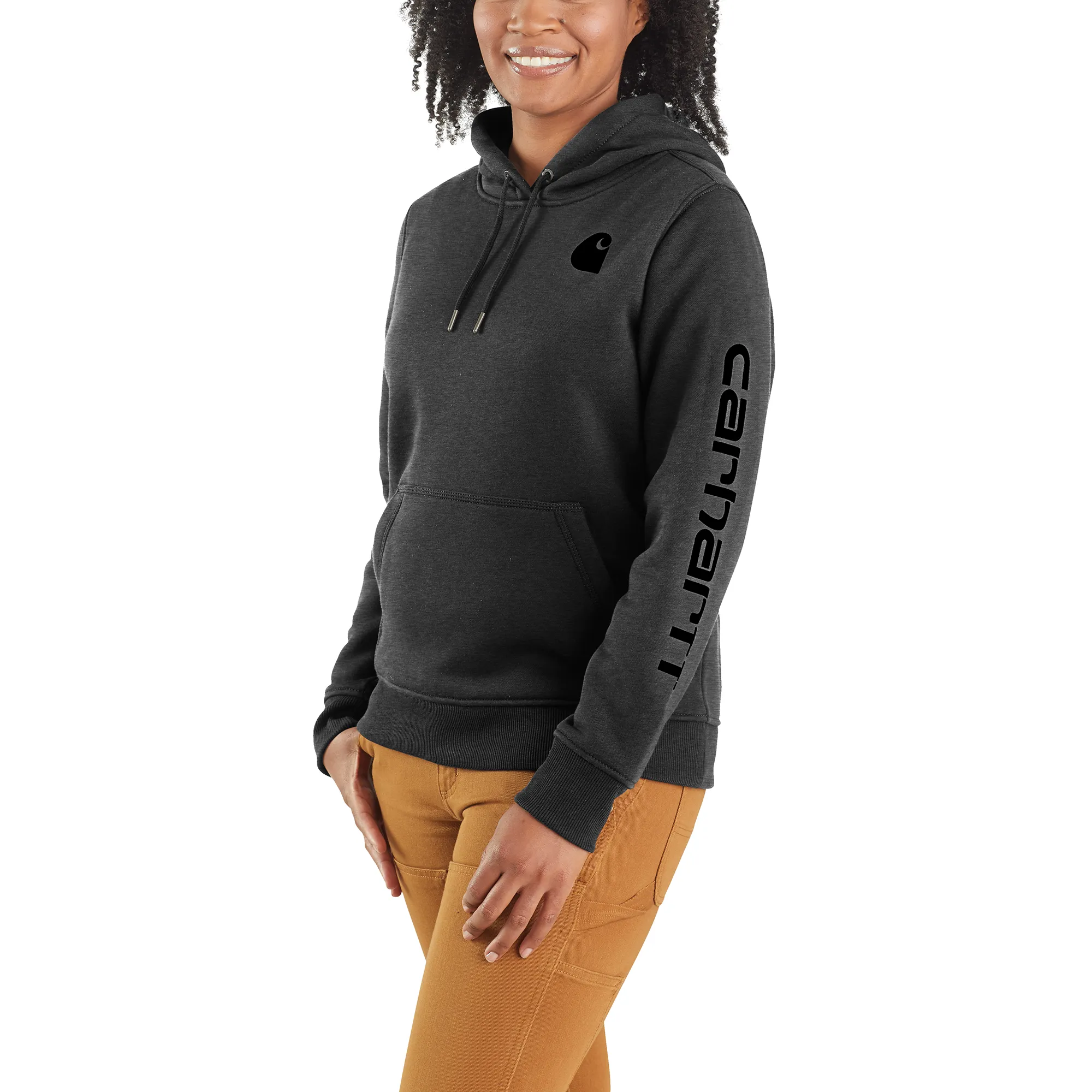 Carhartt Women's Clarksburg Graphic Sleeve Hoodie_Carbon Heather sold by Work World