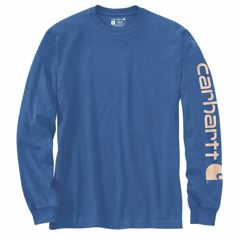 Carhartt Men's Signature Logo Long Sleeve T-Shirt_Light Cobalt Heather sold by Work World
