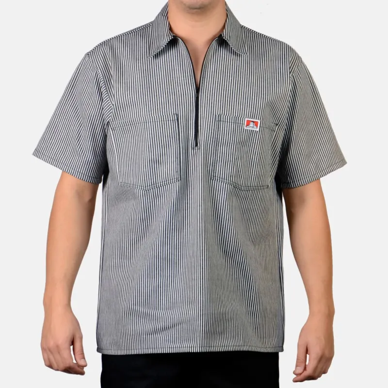 Ben Davis Men's Half-Zip Striped Short Sleeve Work Shirt sold by Work World