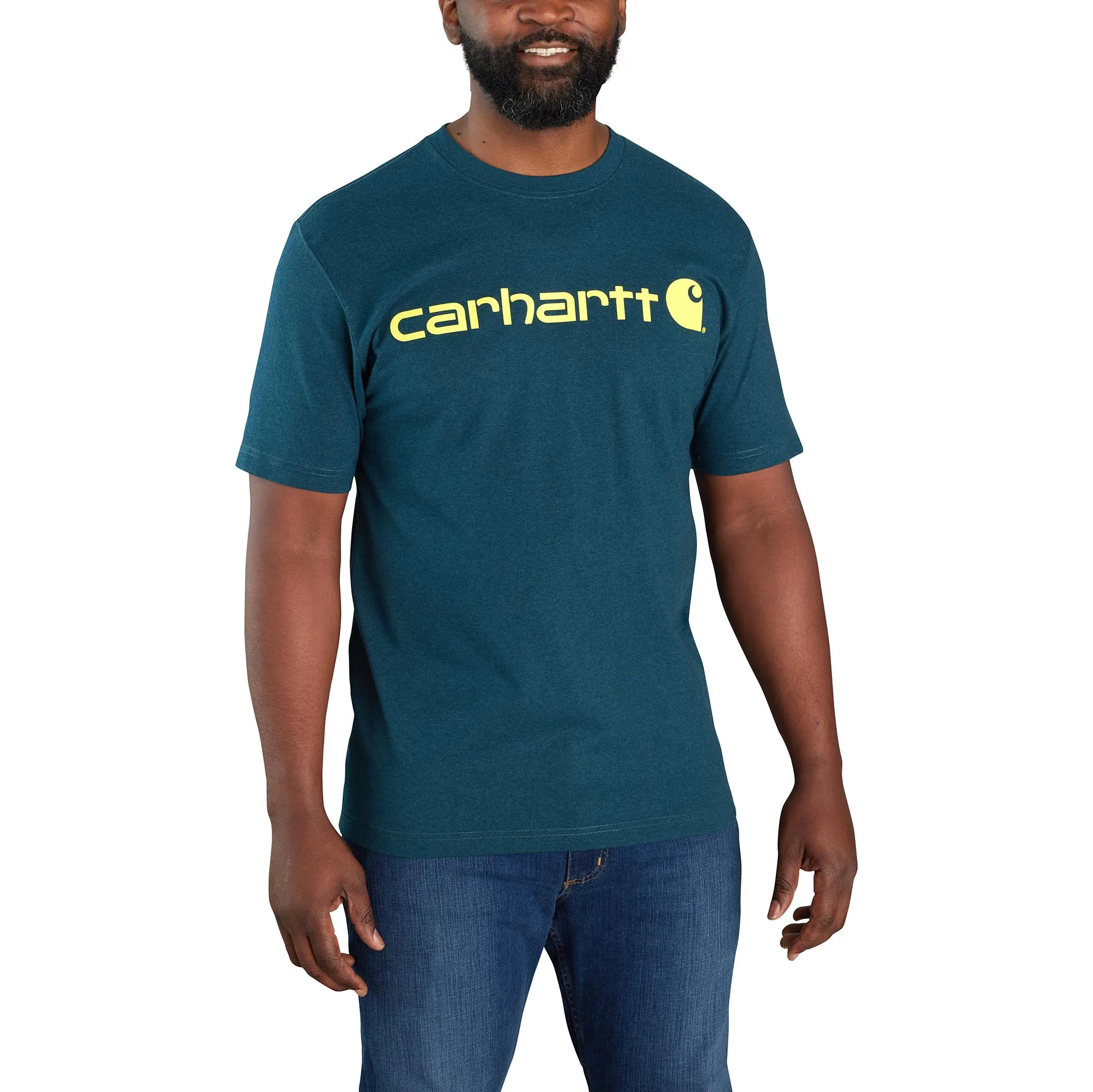 Carhartt Men's Signature Logo Short Sleeve T-Shirt_Night Blue Heather sold by Work World