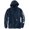 Carhartt Men's Signature Logo Hooded Pullover Sweatshirt_New Navy sold by Work World