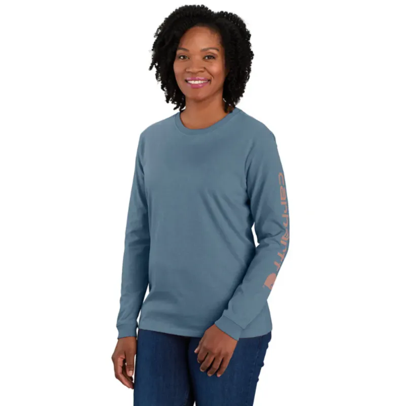 Carhartt Women's Heavyweight Long Sleeve Logo T-Shirt_Thundercloud Heather sold by Work World