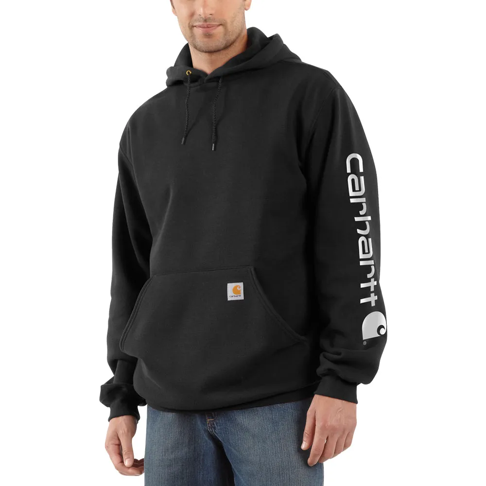 Carhartt Men's Signature Logo Hooded Pullover Sweatshirt_Black sold by Work World
