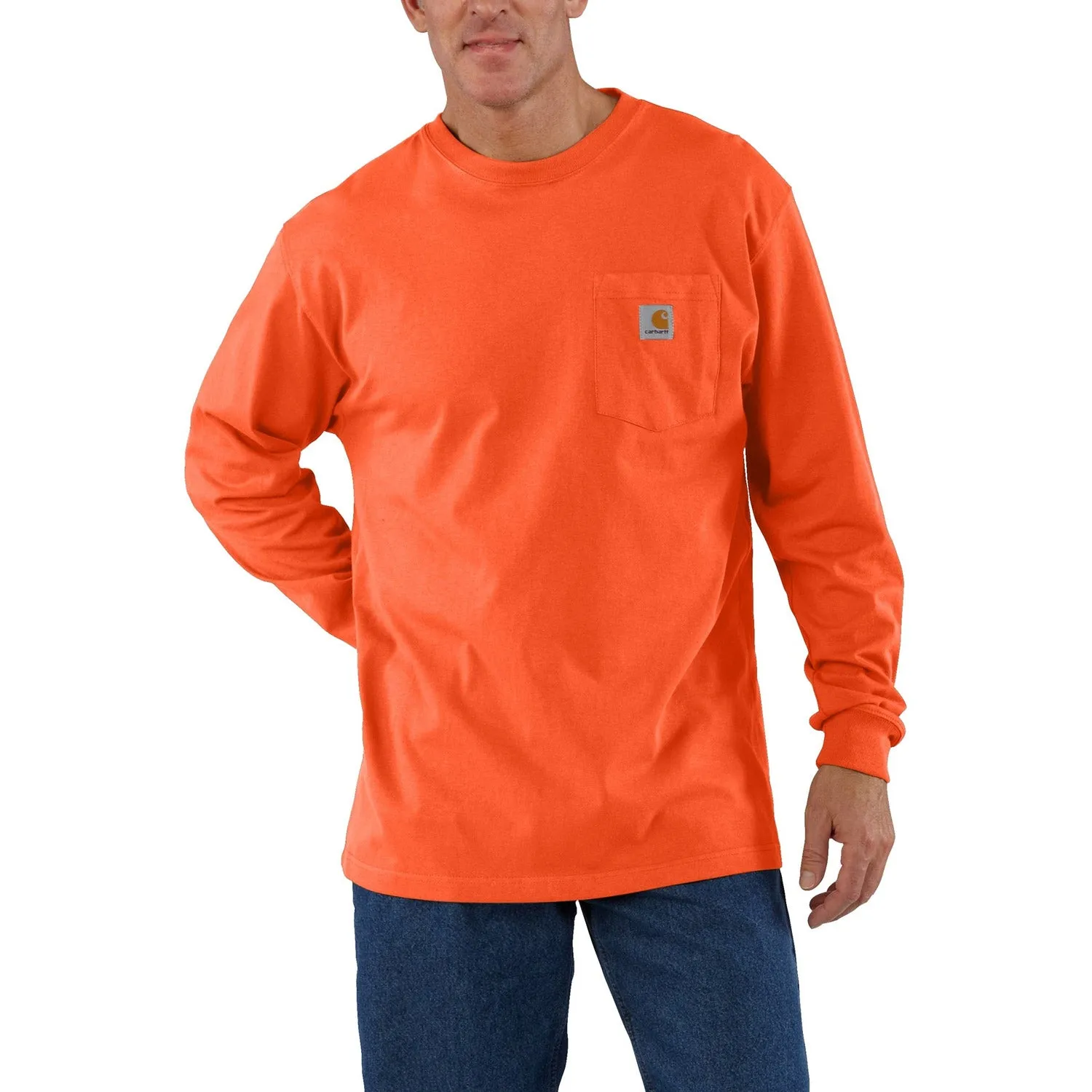 Carhartt Men's Long Sleeve Pocket T-Shirt_Brite Orange sold by Work World