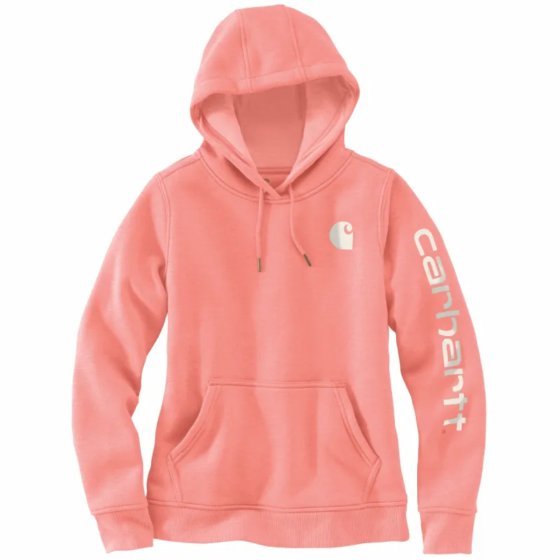 Carhartt Women's Clarksburg Graphic Sleeve Hoodie_Coral Haze Heather sold by Work World