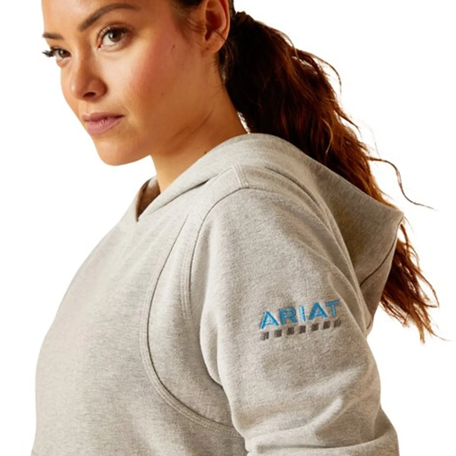 Ariat Women's Rebar Lightweight Cropped Logo Sleeve Hoodie sold by Work World product image thumbnail 2