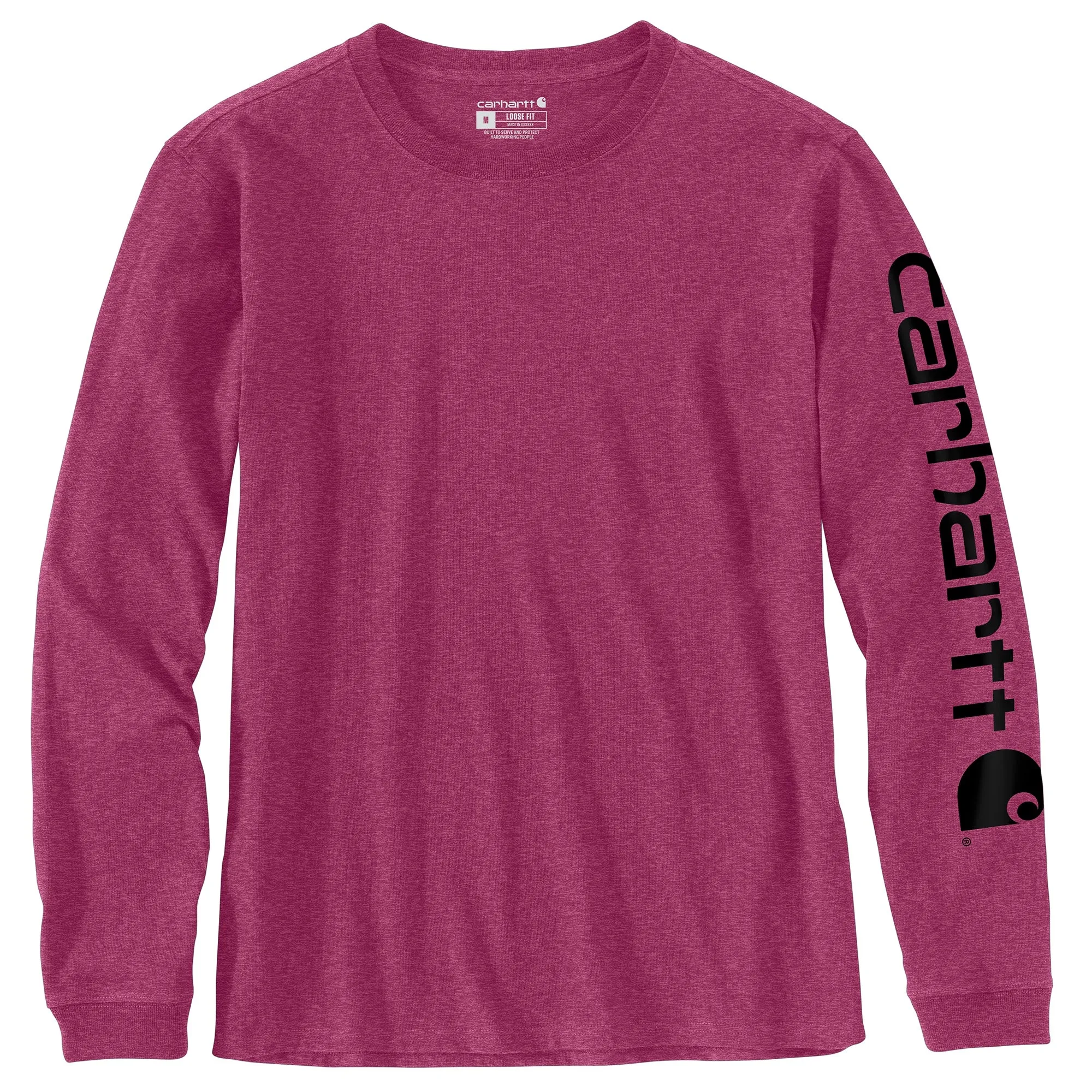 Carhartt Women's Heavyweight Long Sleeve Logo T-Shirt_Beet Red Heather sold by Work World product image thumbnail 2