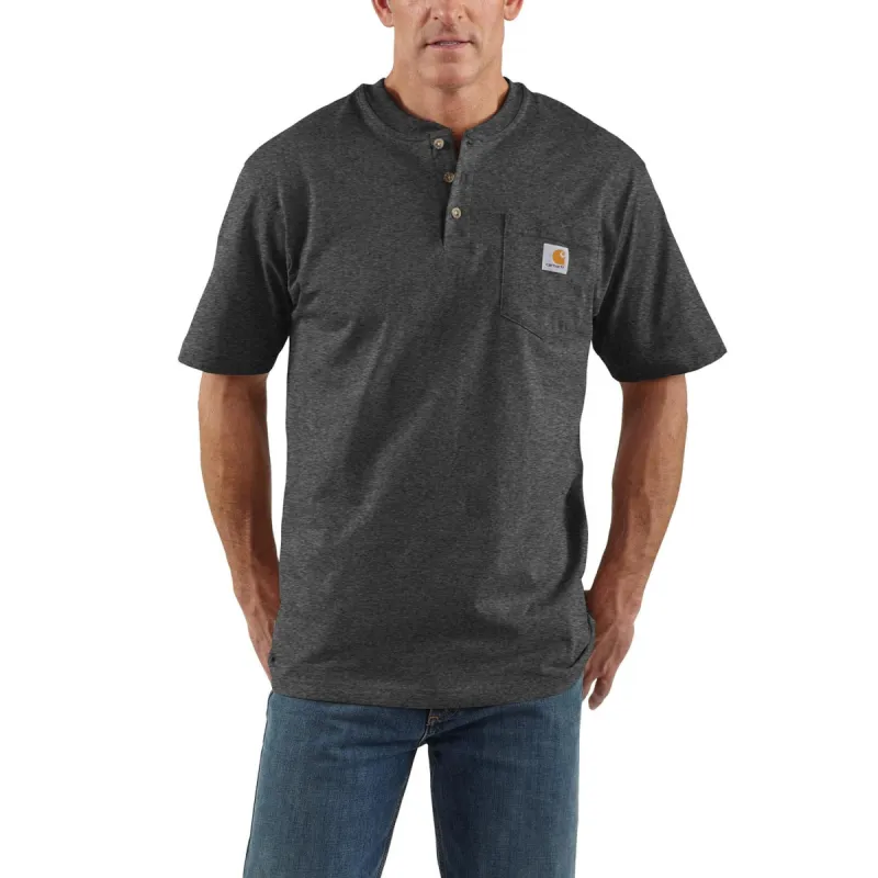 Carhartt Men's Short Sleeve Pocket Henley_Carbon Heather sold by Work World