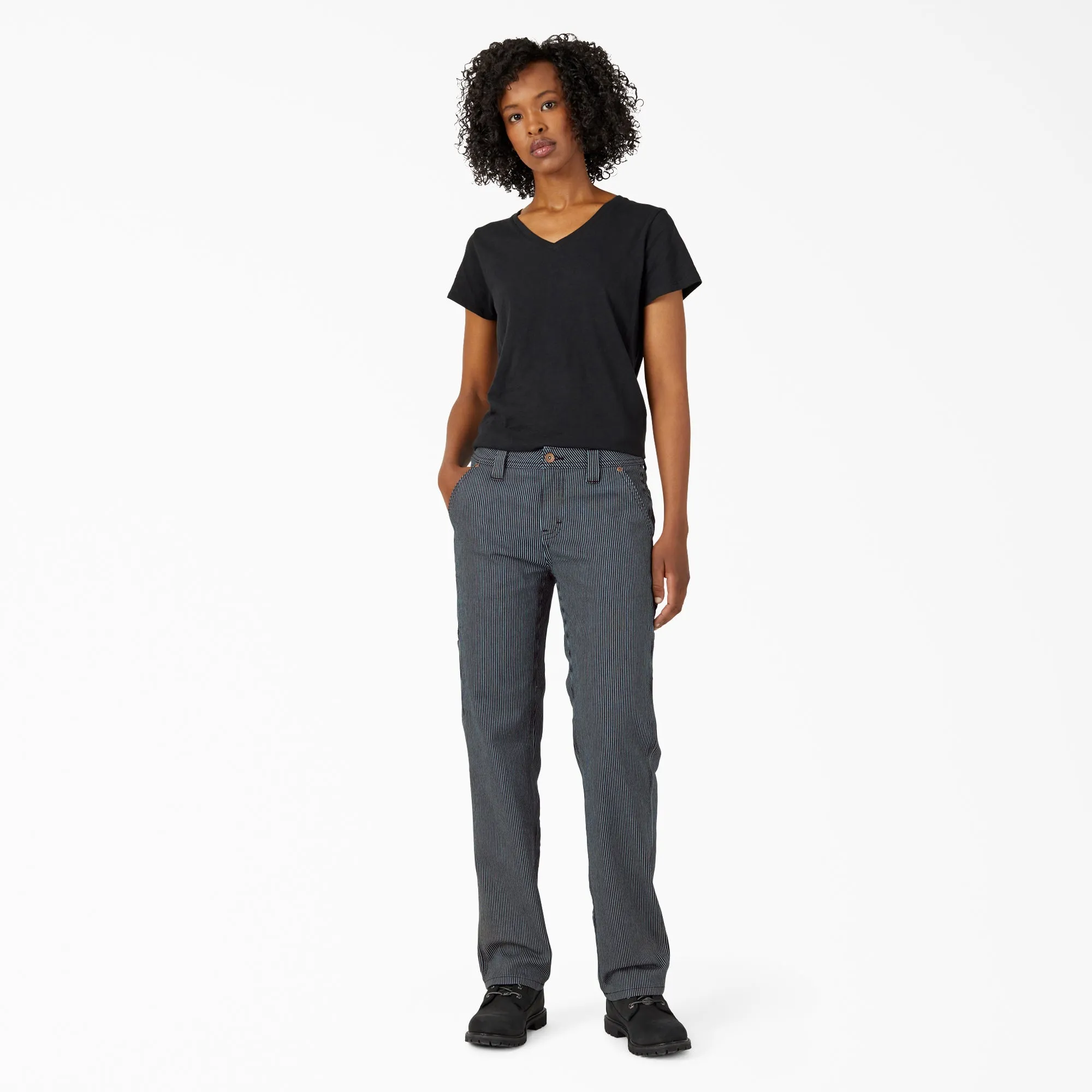 Dickies Women's FLEX Relaxed Fit Hickory Stripe Carpenter Pants sold by Work World product image thumbnail 3