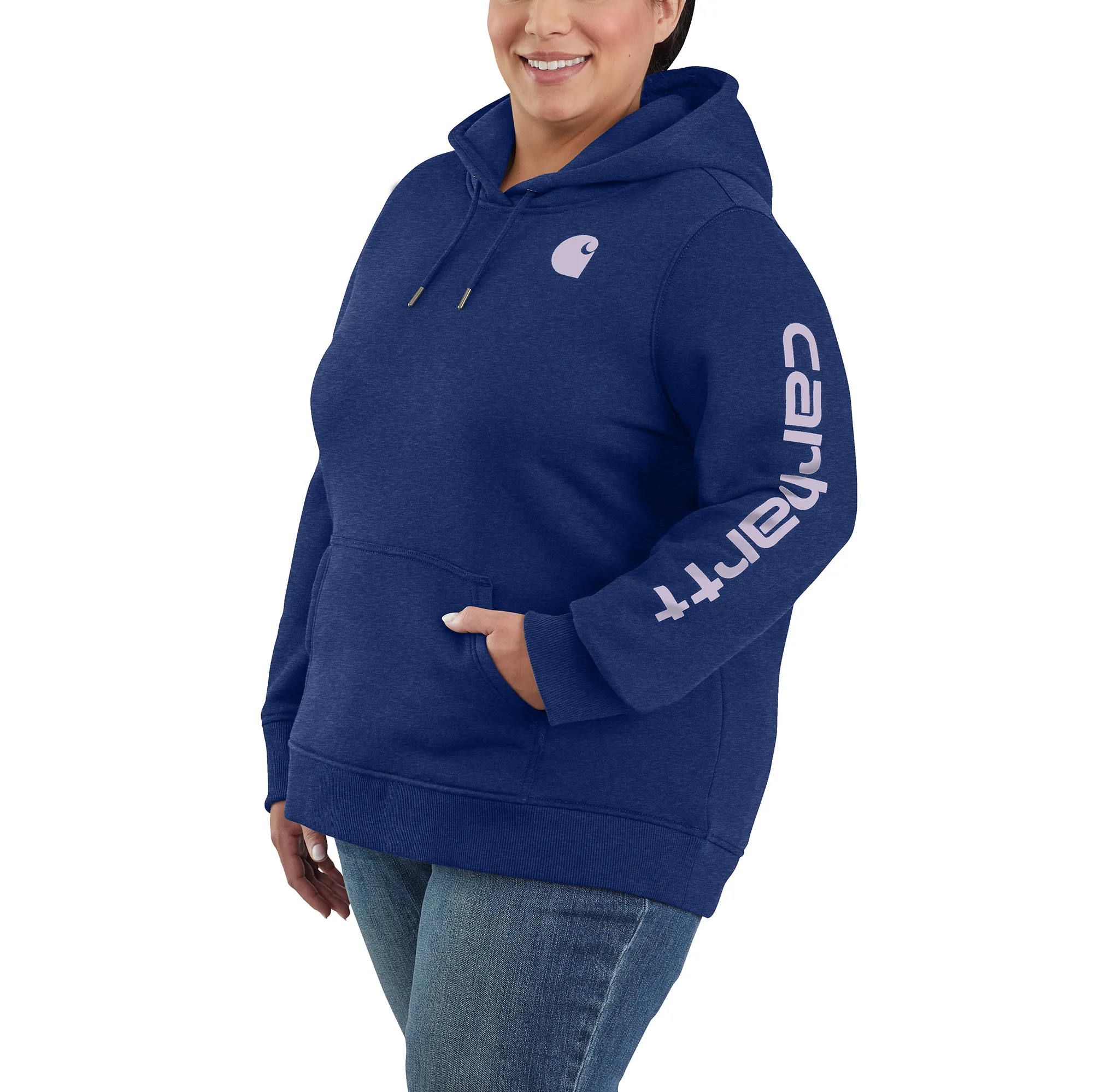 Carhartt Women's Clarksburg Graphic Sleeve Hoodie_Scout Blue Heather sold by Work World