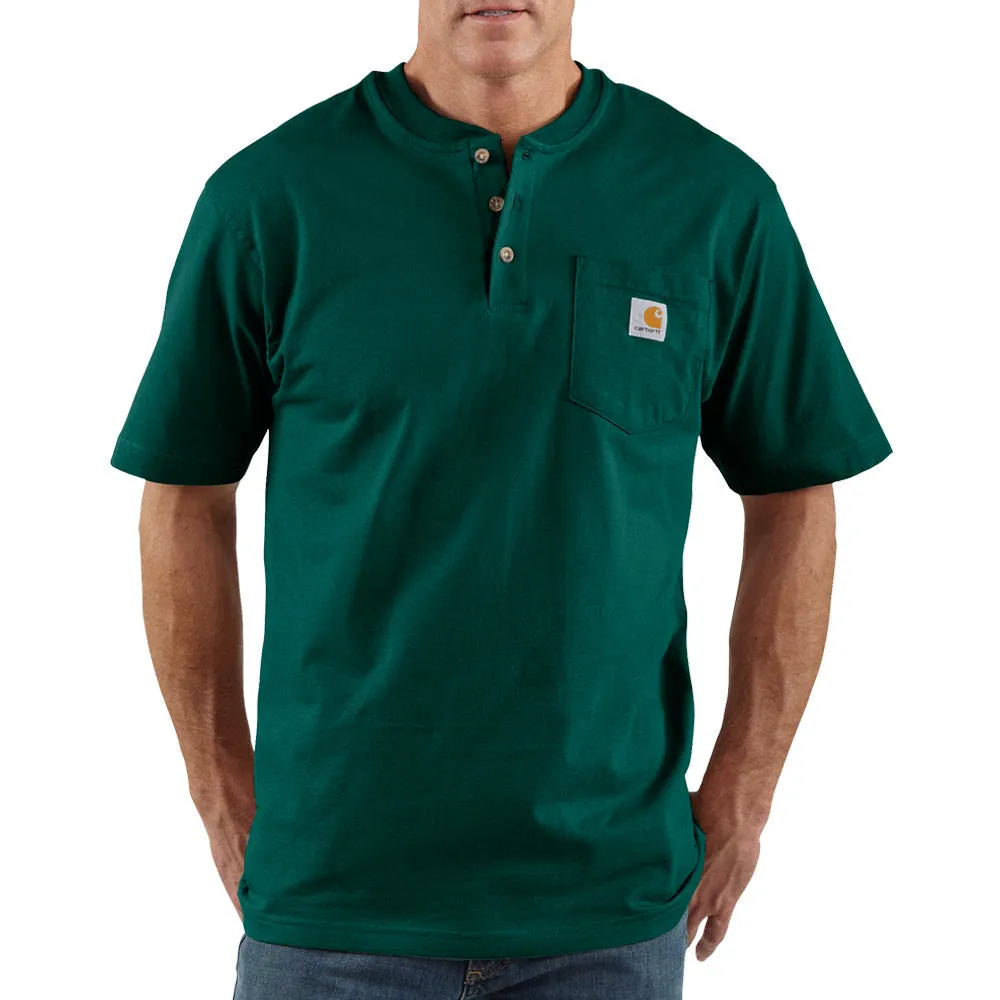 Carhartt Men's Short Sleeve Pocket Henley_Hunter Green sold by Work World