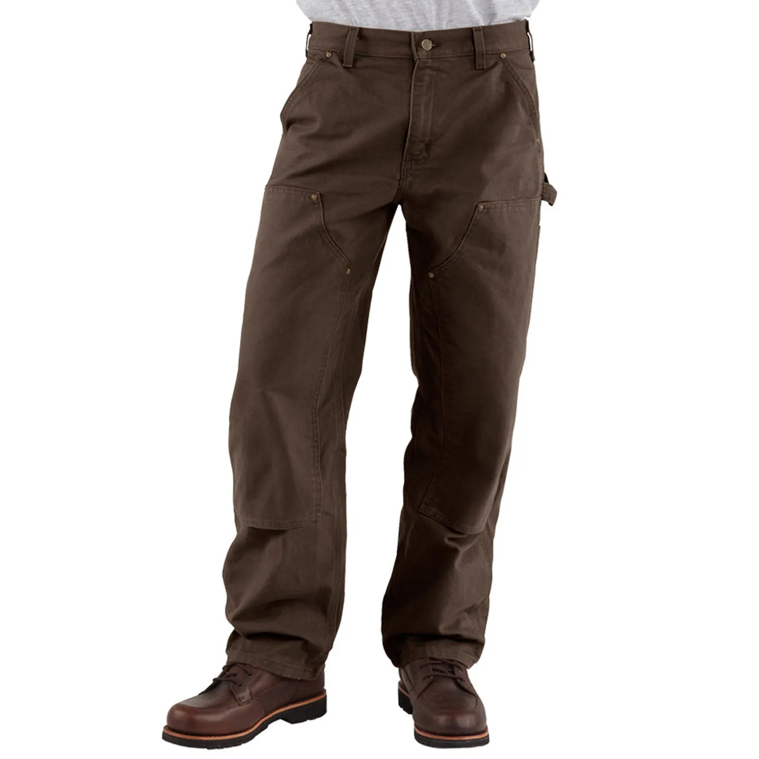 Carhartt Men's Washed Duck Double-Front Work Dungaree_Dark Brown sold by Work World