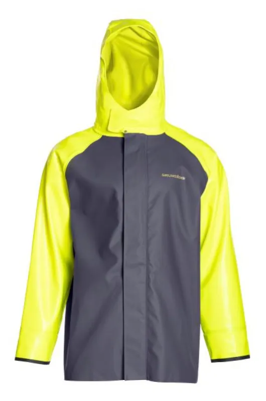 Grundens Men's Hauler Hi-Vis Waterproof Hooded Jacket sold by Work World