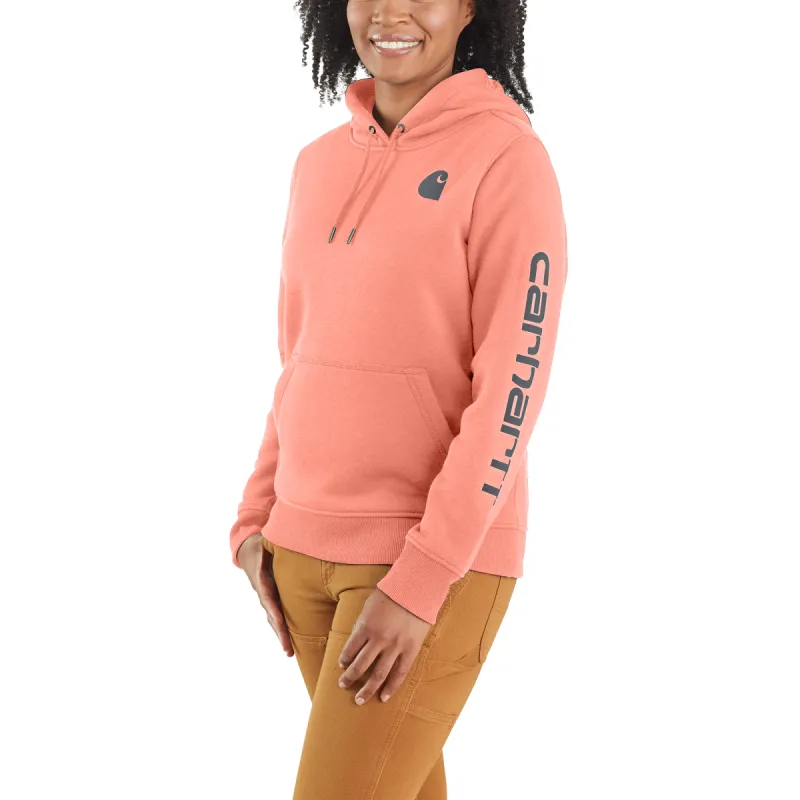 Carhartt Women's Clarksburg Graphic Sleeve Hoodie_Hibiscus Heather sold by Work World