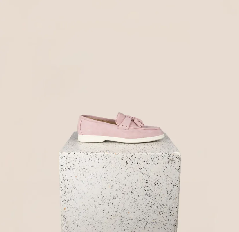 Lisa Tassels Sneaker Loafer - Peony Suede sold by A.Soliani