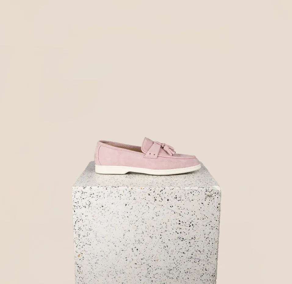 Lisa Tassels Sneaker Loafer - Peony Suede sold by A.Soliani