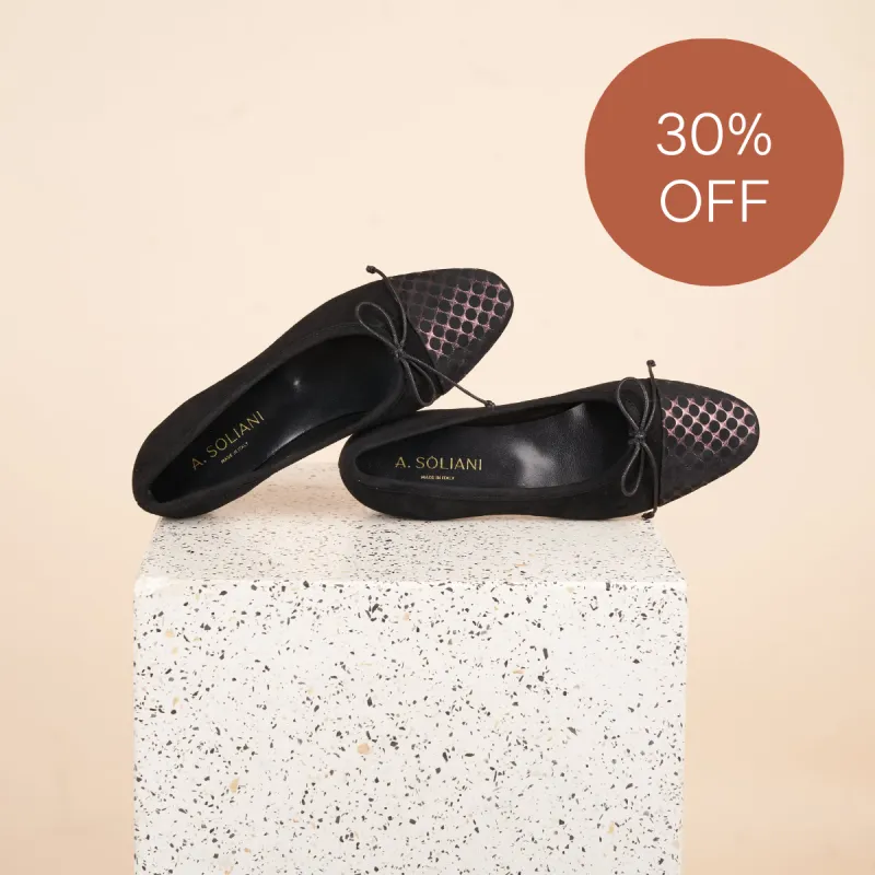 Como - Black Suede / Geometric Bronze SAMPLE SALE - FINAL SALE sold by A.Soliani