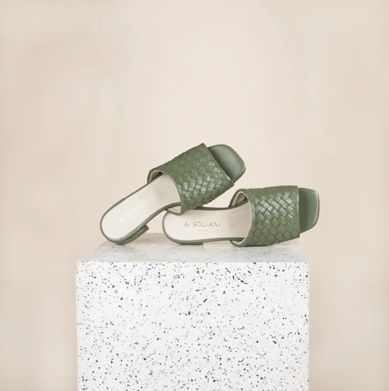 Fiore - Woven Leather Sage sold by A.Soliani