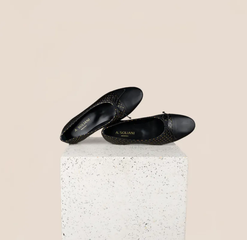 Como - Dotted Gold/Black Leather sold by A.Soliani