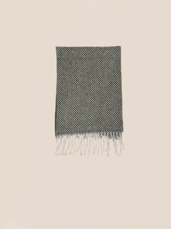 Scarf - White/Brown Herringbone sold by A.Soliani