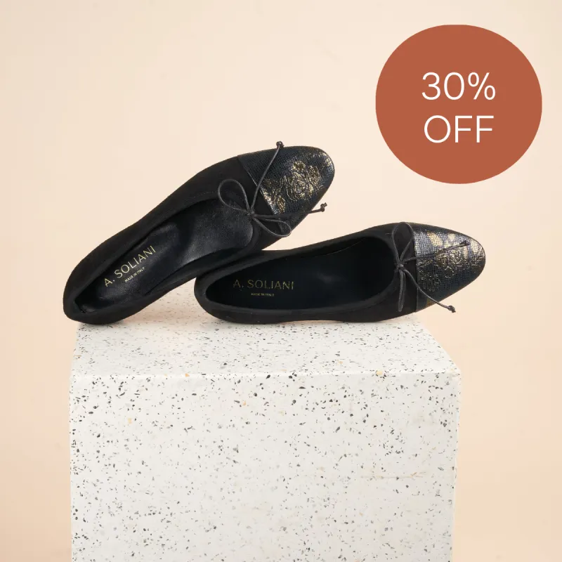 Como - Black Suede/Gold Flower SAMPLE SALE - FINAL SALE sold by A.Soliani