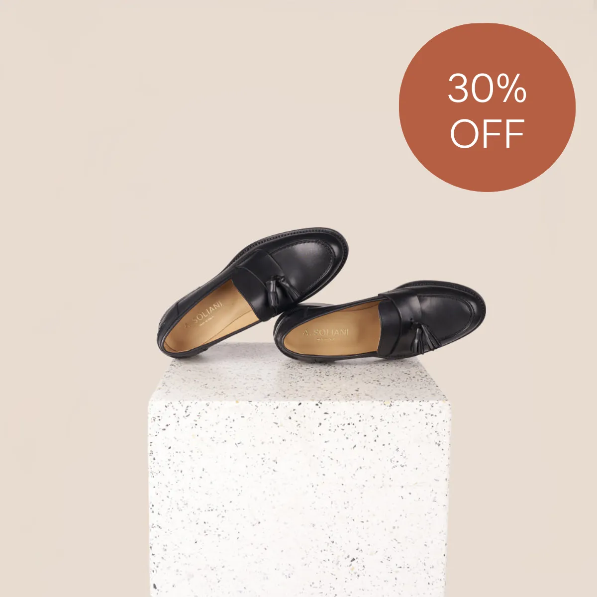 Aosta Tassel - Black leather SAMPLE SALE - FINAL SALE sold by A.Soliani