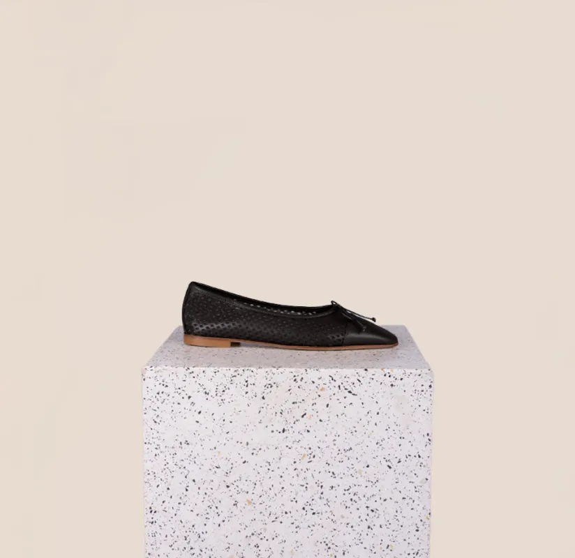 Como - Perforated Black Leather sold by A.Soliani