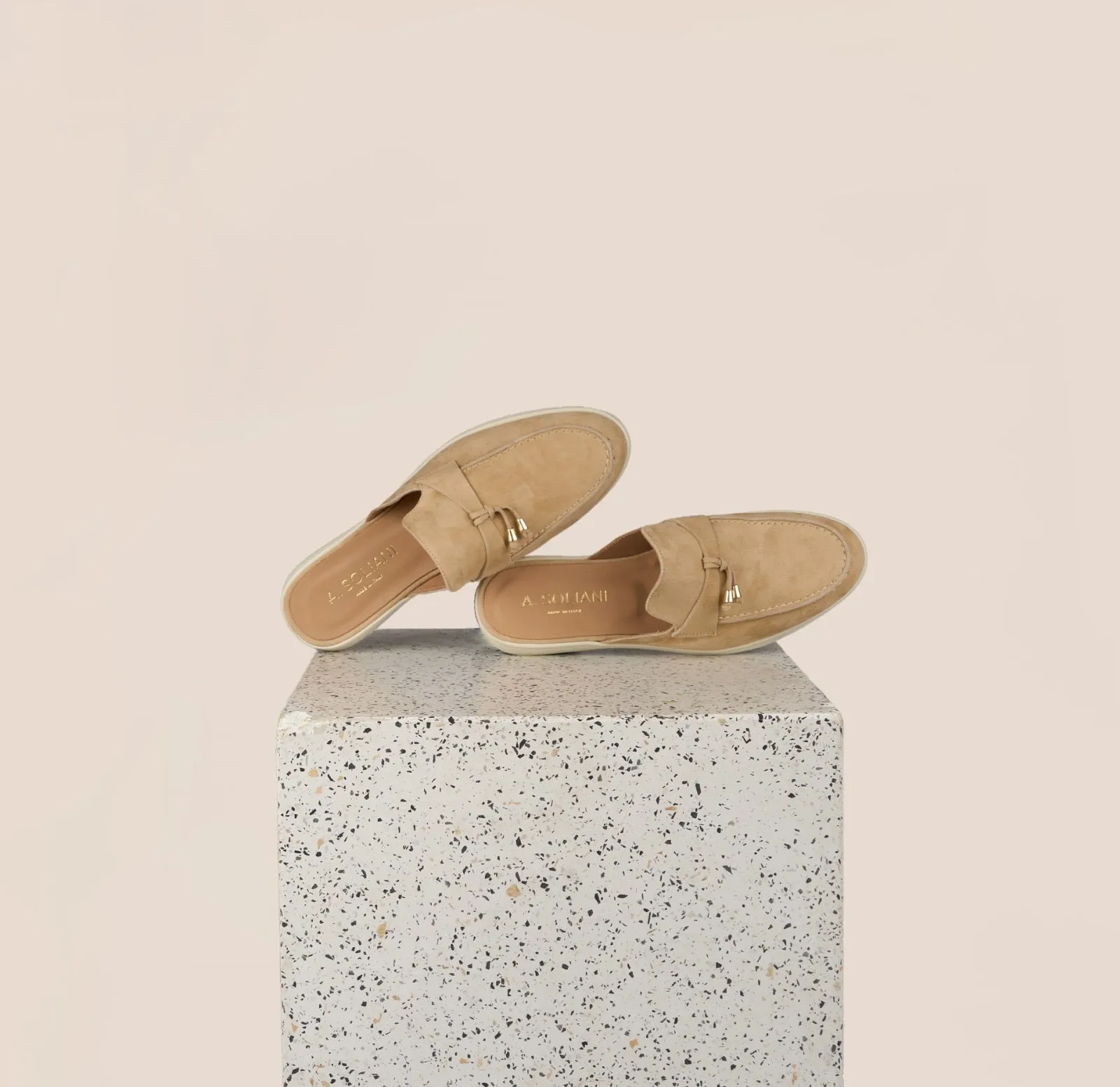 Lisa Slide Sneaker Tassels - Sand sold by A.Soliani