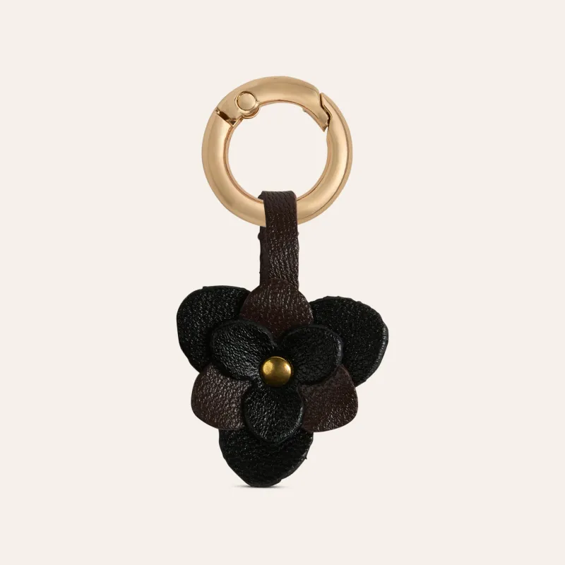 Flower Shoe Charm - Chocolate/Black Leather made by A.Soliani