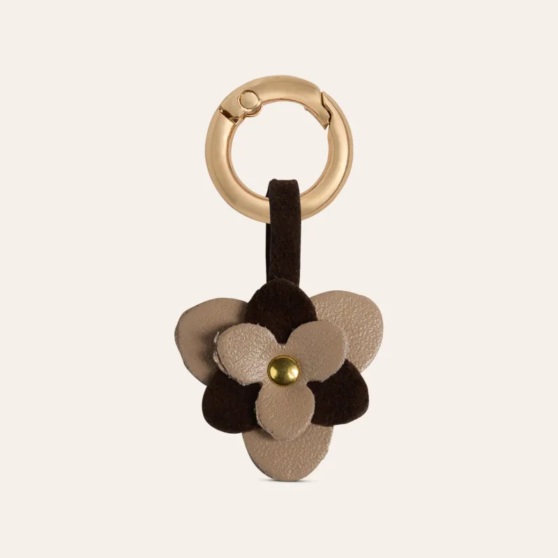Flower Shoe Charm - Taupe/Black Leather made by A.Soliani