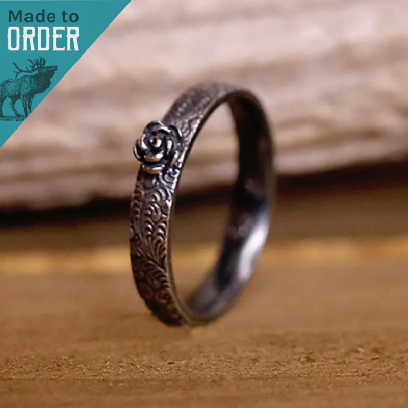 The Etosha Rose Stacking Ring sold by Antler Rings