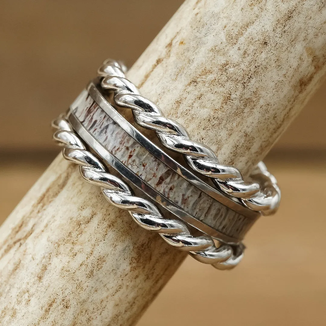 Twisted Kenai Stacker Set sold by Antler Rings