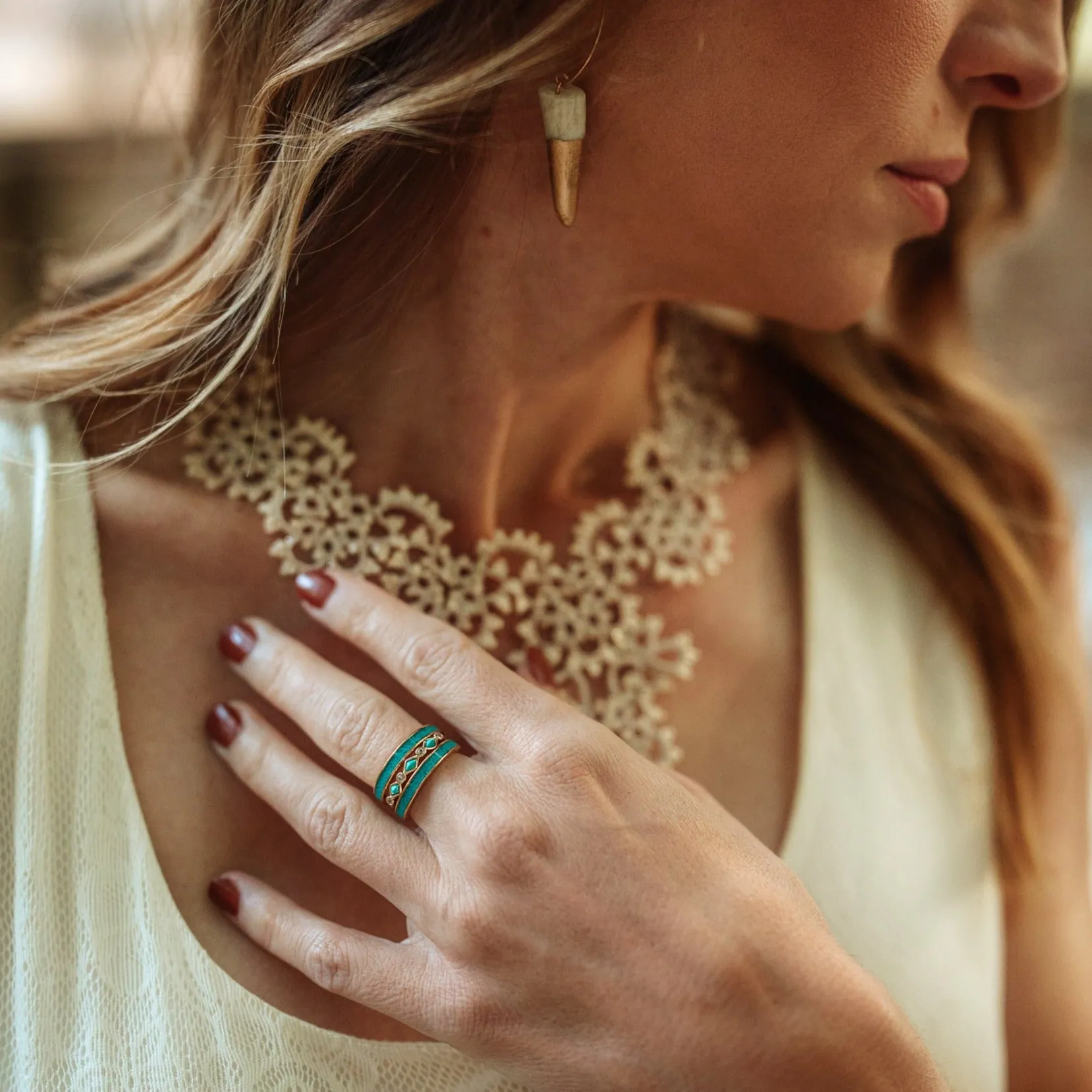 The Gold Tulum Stacking Band sold by Antler Rings product image thumbnail 2