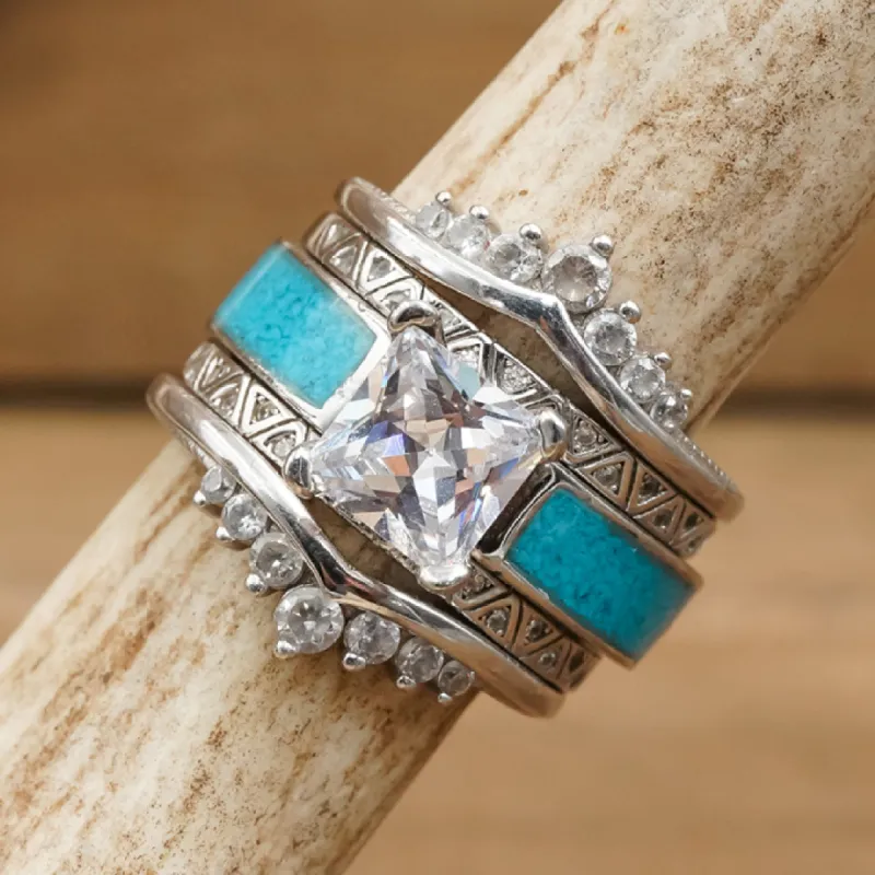 The Bella Ultimate Bridal Stack sold by Antler Rings