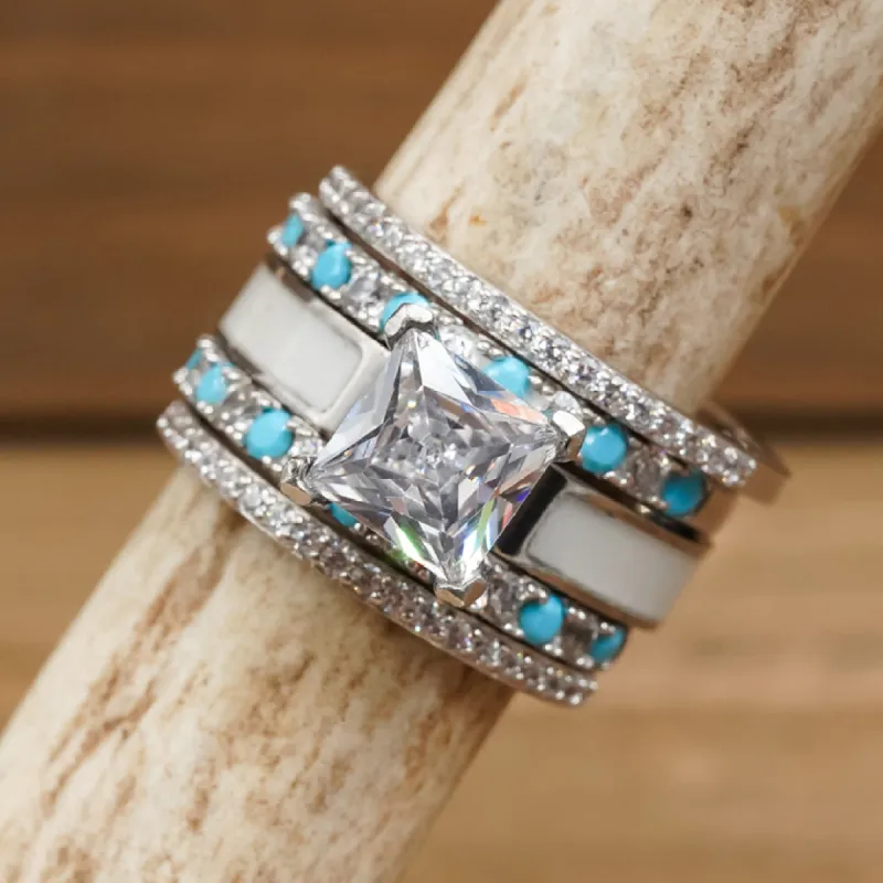 The Victoria Falls Wedding Set sold by Antler Rings