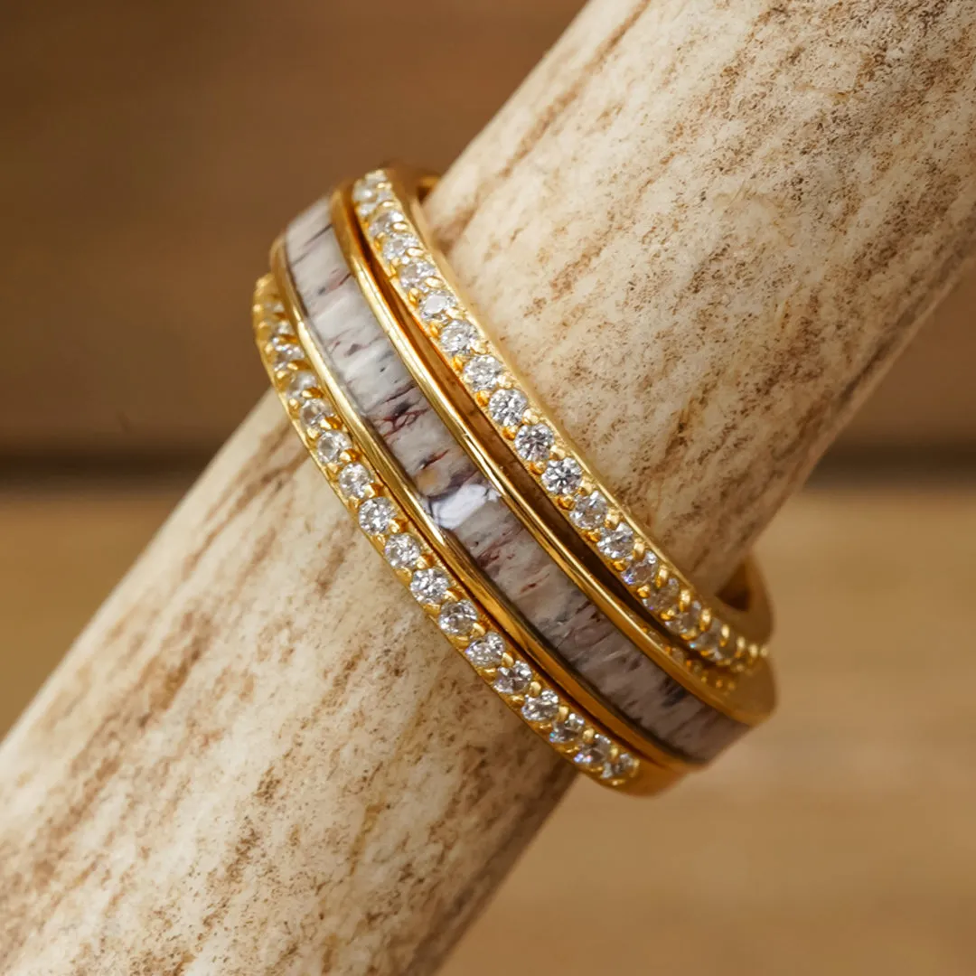 The Gold Kenai Stacker Set sold by Antler Rings